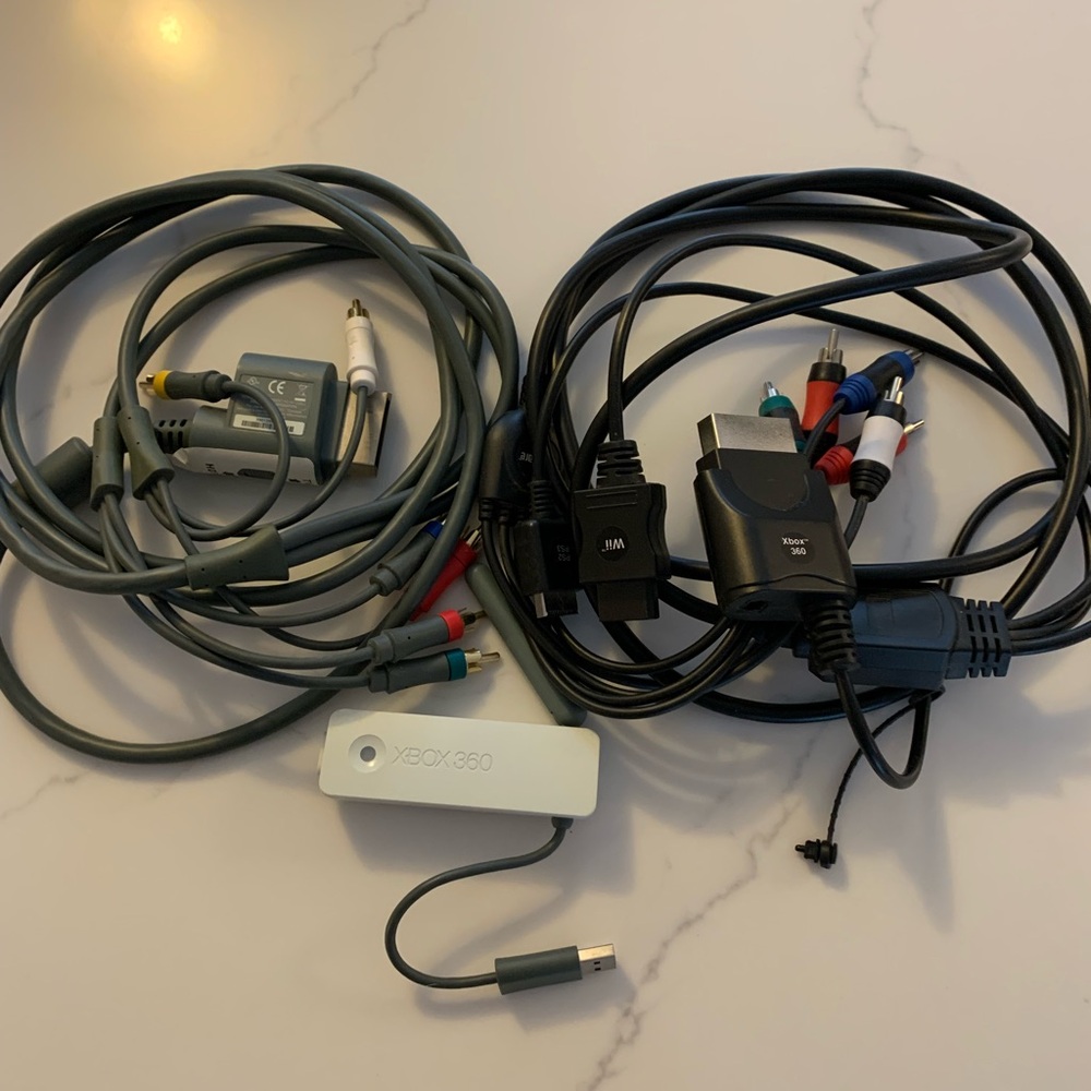 Xbox 360 AV Power Cables Genuine Microsoft Wireless Adapter & Cable Bundle